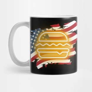 Burger Burst: A Patriotic Delight - celebrate 4th of July Mug